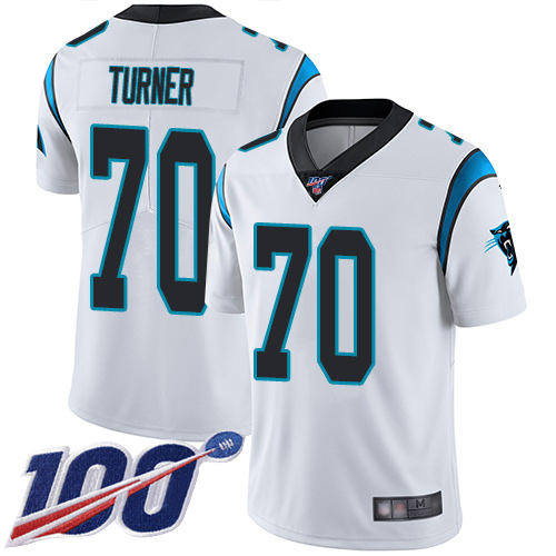 Carolina Panthers Limited White Men Trai Turner Road Jersey NFL Football 70 100th Season Vapor Untouchable